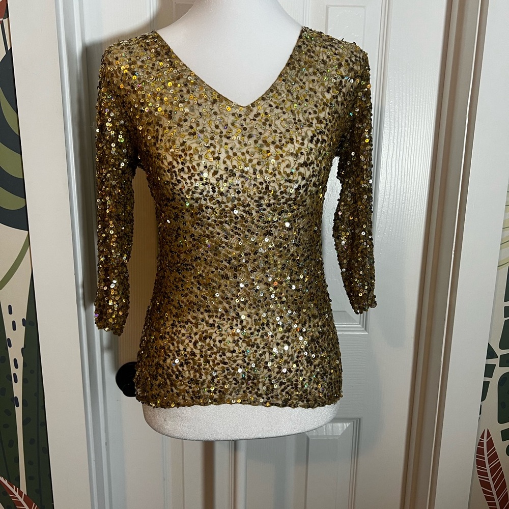 Gold Sequin Women's Top